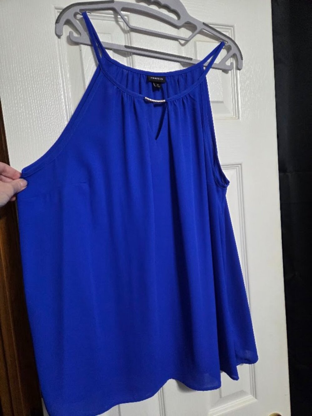 Torrid Cobalt Blue Georgette Gold Bar Tank Top 2X 18/20